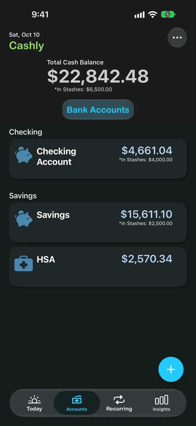 Cashly — account balances overview